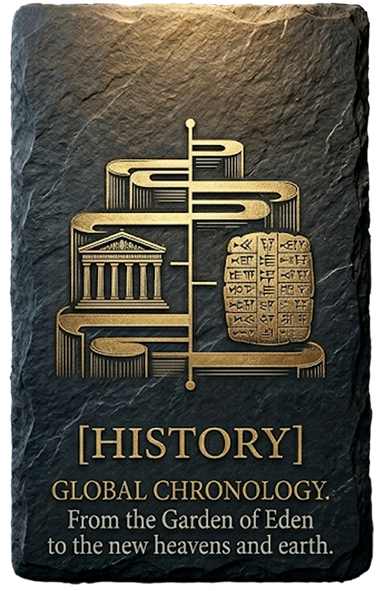 The History Pillar — classical building and cuneiform, Global Chronology